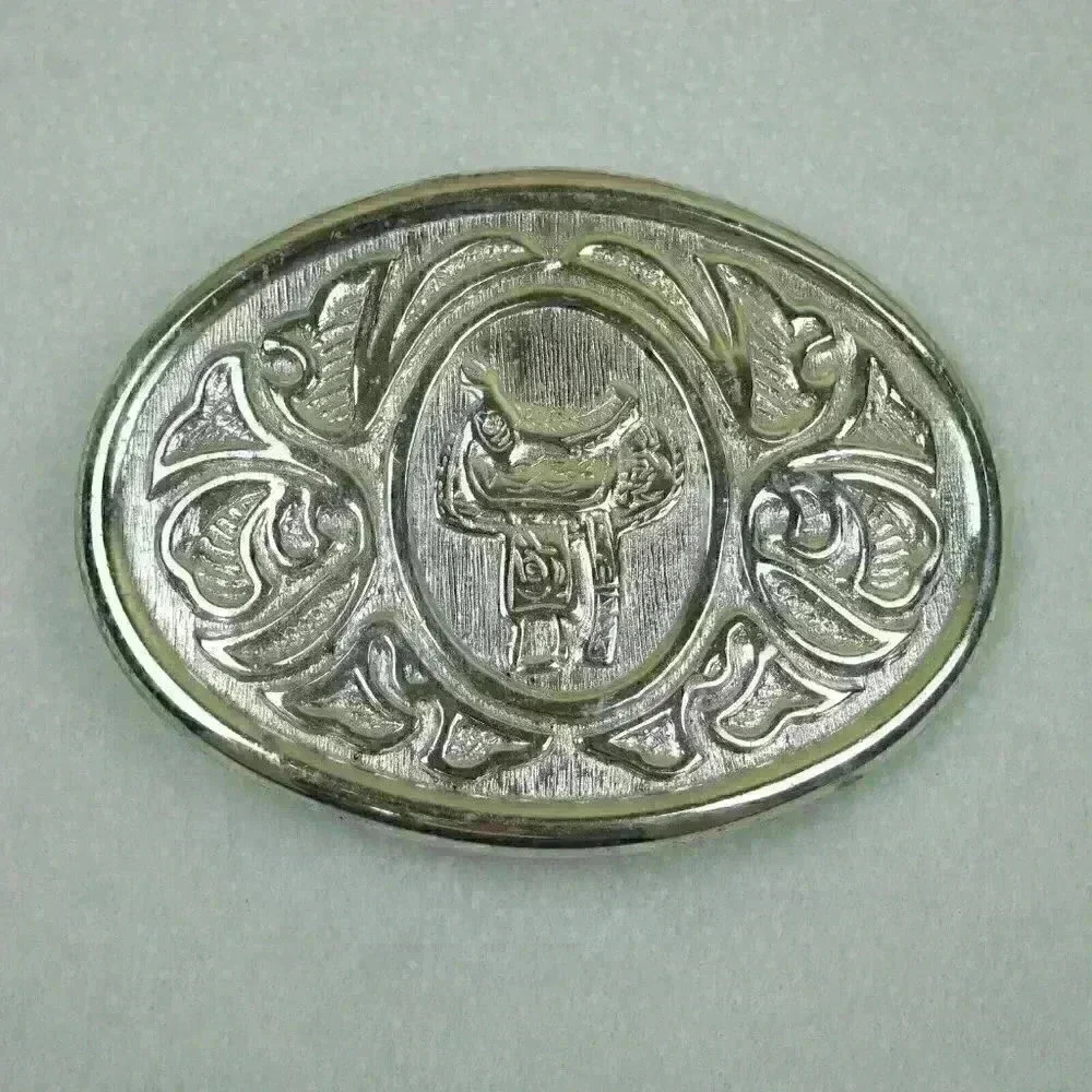 Vintage Avon Horse Saddle Belt Buckle Silver tone Metal Cowboy Western Rodeo